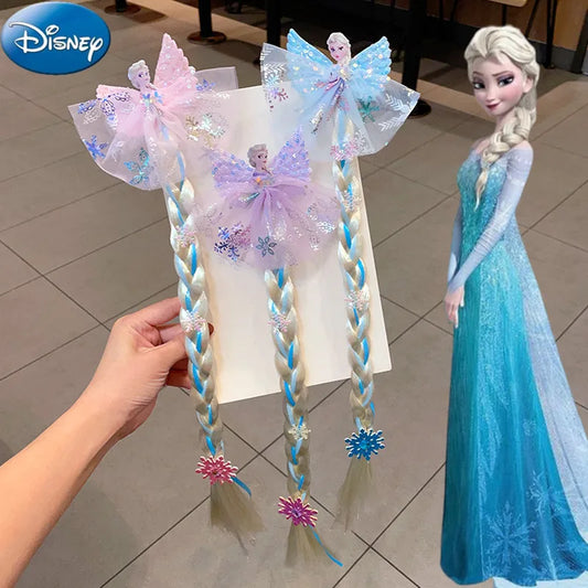 Disney Frozen Elsa Princess Wig Braid Hairpin Accessories For Girls Anime Figures Cartoon Toys Kids Kawaii Baby Hair Clip Gifts Beauty World Shop