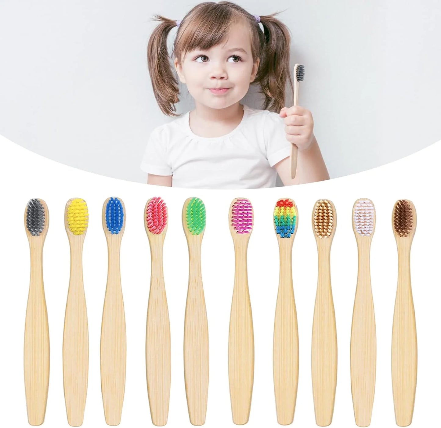 100Pcs Children's Colorful Natural Bamboo Toothbrush ,Soft Bristle Charcoal Teeth Whitening  Soft Dental Oral Care Beauty World Shop