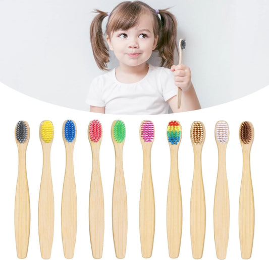 100Pcs Children's Colorful Natural Bamboo Toothbrush ,Soft Bristle Charcoal Teeth Whitening  Soft Dental Oral Care Beauty World Shop
