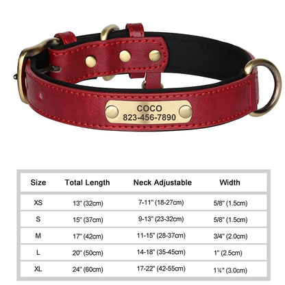 Personalized Customized Leather ID Nameplate Dog Collar Soft Padded Dogs Collars Free Engraving Name for Small Medium Large Dogs Beauty World Shop
