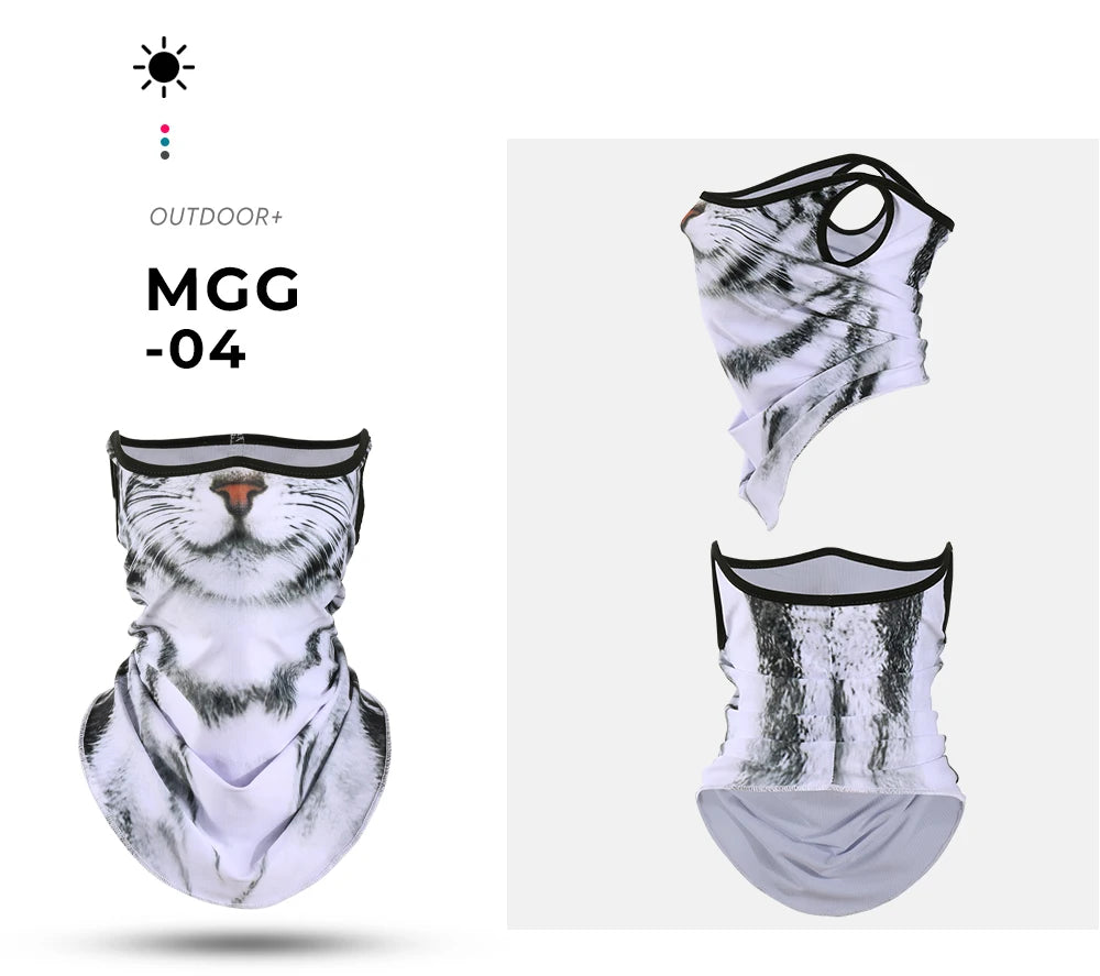 3D Animals Magic Scarf Bandana Breathable Neck Warmer Gaiter Hanging Ear Outdoor Sports Triangle Face Mask Neckerchief Summer Beauty World Shop