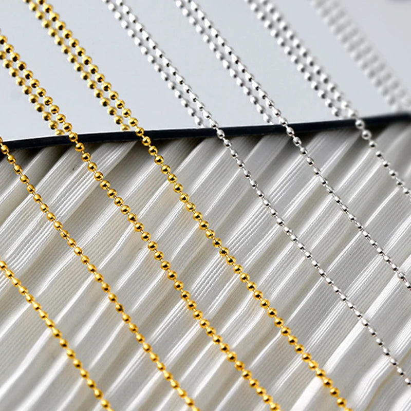 50cm 0.8mm Gold Silver Nail Bead Chain Charm Ellipse Stone Nail Art Decorations Giltter Metal Steel Ball Jewelry Accessory Beauty World Shop