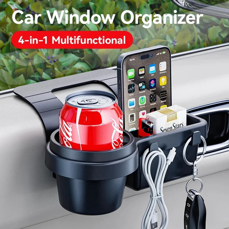 Car Cup Stand Phone Holder Mount Tray Side Door Window Storage Barrel Pocket Hanging Storage Rack with Auto Interior Accessories Beauty World Shop