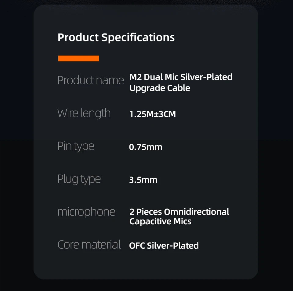  KZ M2 Dual Silver-Plated Upgrade Cable , High-definition With Dual Mic USB Type-C Earphone Upgrade Cable