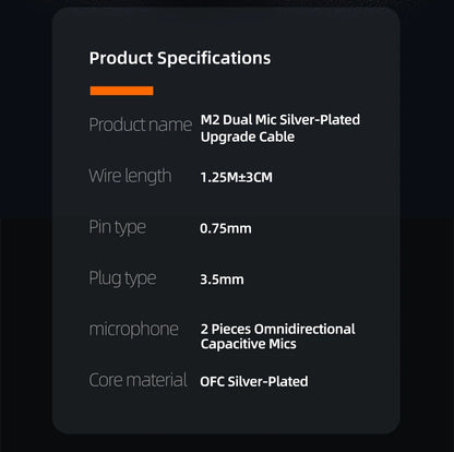  KZ M2 Dual Silver-Plated Upgrade Cable , High-definition With Dual Mic USB Type-C Earphone Upgrade Cable