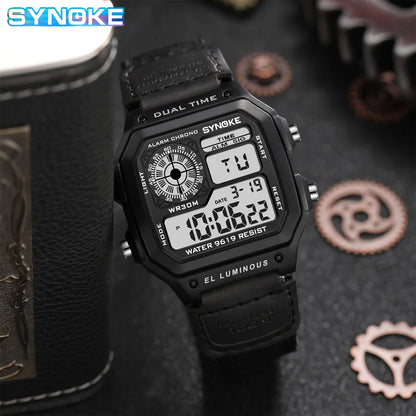 Synoke Outdoor Military Digital Watch For Men Fashion Retro Nylon Canvas Strap Sports Waterproof Watch Multifunctional Luminous Beauty World Shop