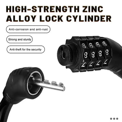 4 Digital Code Anti-Theft Bicycle Cable Lock Stainless Steel Security Locks Portable Combination Code Padlock Beauty World Shop
