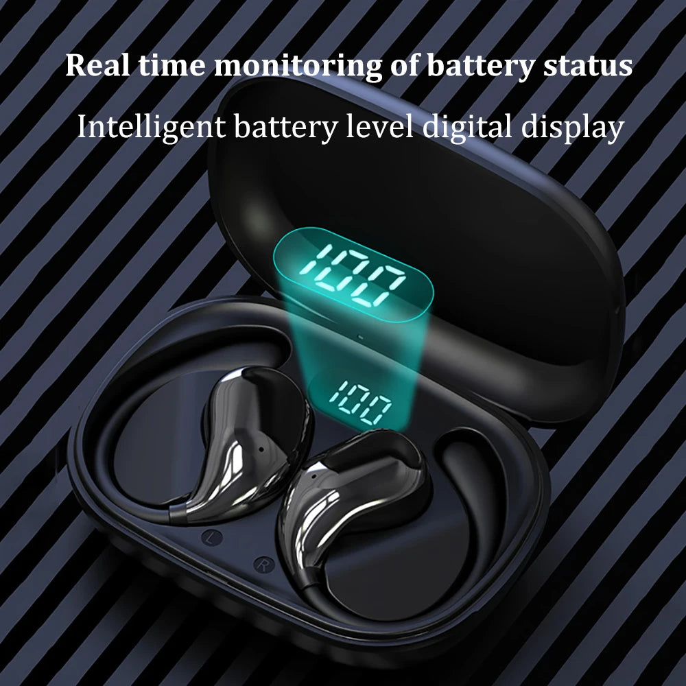 Bluetooth 5.4 Ear Hook Headphones TWS Wireless Earphones HiFi Stereo Waterproof Headsets LED Display Long Standby Touch Earbuds Beauty World Shop