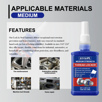 LOOLIFL Blue Thread Locker 243 Nuts-Bolts Locker, Screw Adhesive Lock Tight Seal Fasteners Anaerobic Curing Metal Glue,Rustproof Beauty World Shop