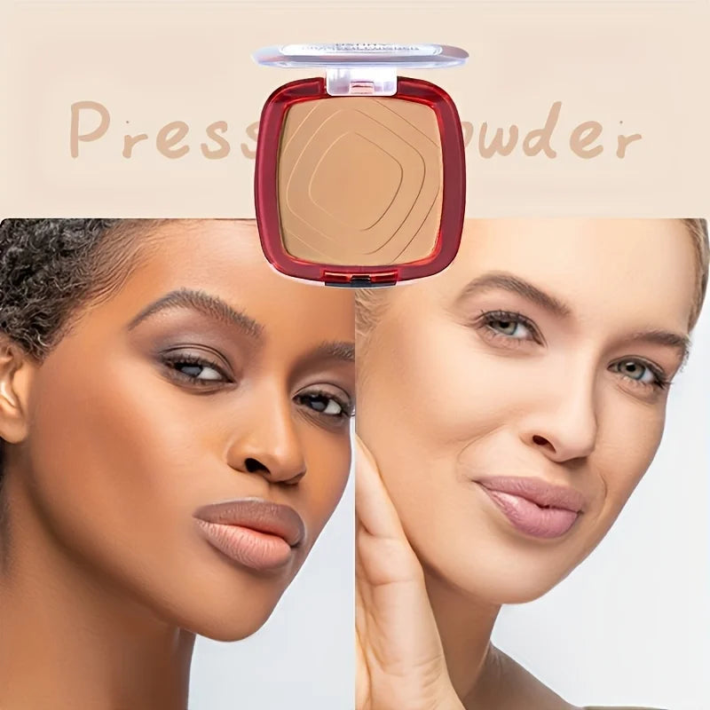 Matte Full Coverage Pressed Powder Foundation With Puff Applicator, 24H Fresh Wear Matte Weightless Finishing Powder Makeup Beauty World Shop