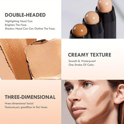 Contouring Stick with Double-headed Concealer Highlighter for Three-dimensional Nose Bridge Shadow V Face High Nose Bridge Beauty World Shop