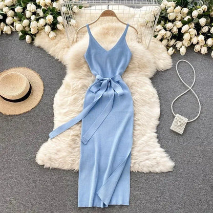 YuooMuoo Women Dress Sexy Cut Out Waist Package Hips Split Bodycon Dress Summer Fashion Lady Knitted Party Vestidos Sundress Beauty World Shop