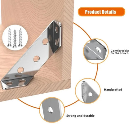 10/20/40/50pcs Thickened Stainless Steel Angle Code 90 Degrees Right Angle Fixed Bracket Furniture Connectors Beauty World Shop