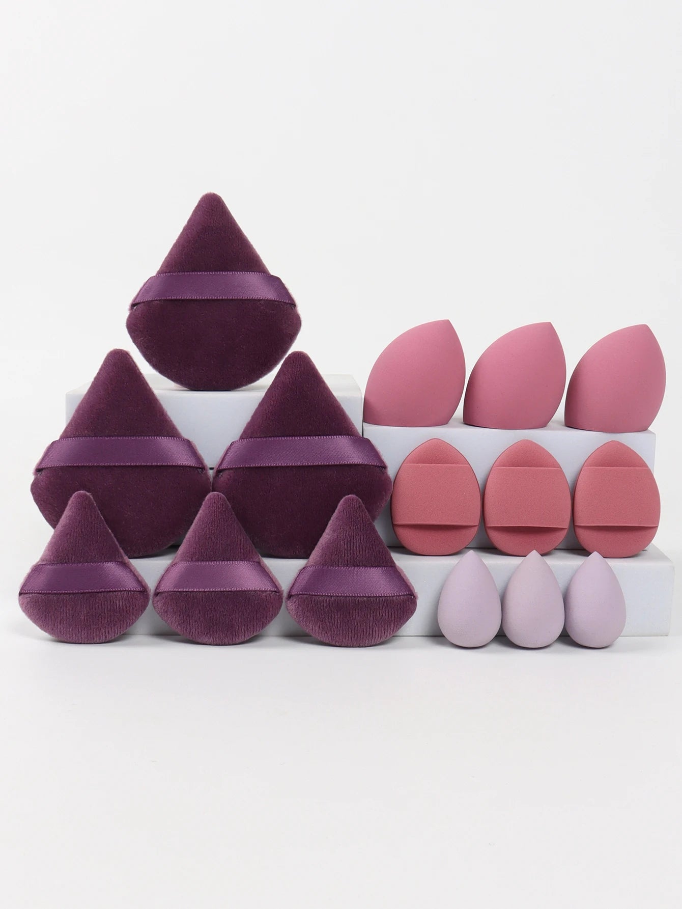 Multi Effect 15 Piece Set 3 Loose Powder Puffs&3 Mini Loose Powder Puffs&3 Medium-Sized Eggs&3 Mini Eggs&3 Air Cushions. Founda Beauty World Shop