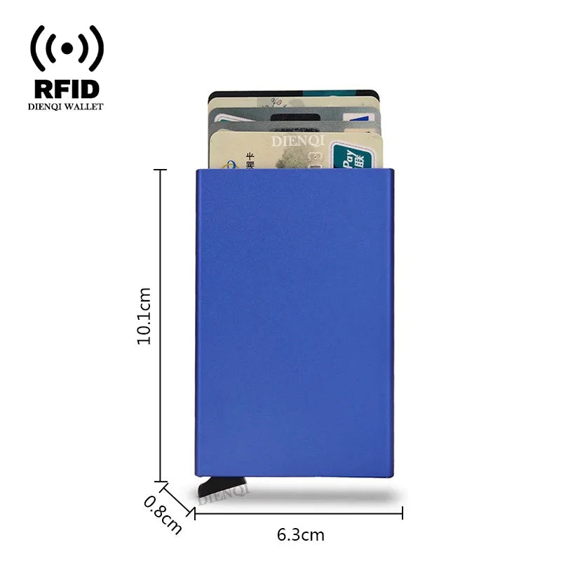 Rfid Credit Card Holder Metal Thin Slim Smart Wallet Men Women Wallets Pop Up Minimalist Small Black Purse Mini Walets for Men Beauty World Shop