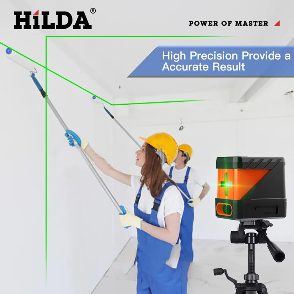 HILDA 2 Lines Laser Level Self Levelling Green Beams Laser Horizontal Vertical Cross Line Mini Laser Level Beauty World Shop