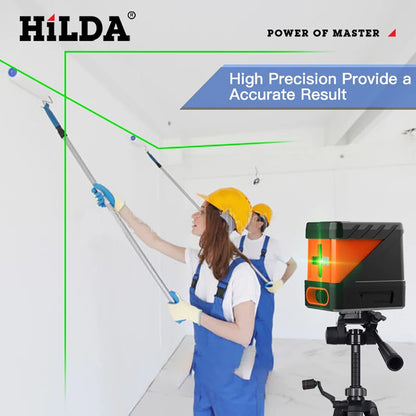 HILDA 2 Lines Laser Level Self Levelling Green Beams Laser Horizontal Vertical Cross Line Mini Laser Level Beauty World Shop