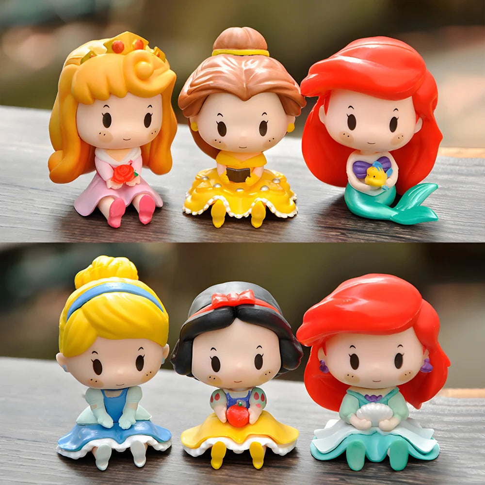 6 Pcs/Set Kawaii Fairy Tale Princess Snow White Cinderella Vinyl Bell Ariel Action Figure Model Toys Gift Beauty World Shop