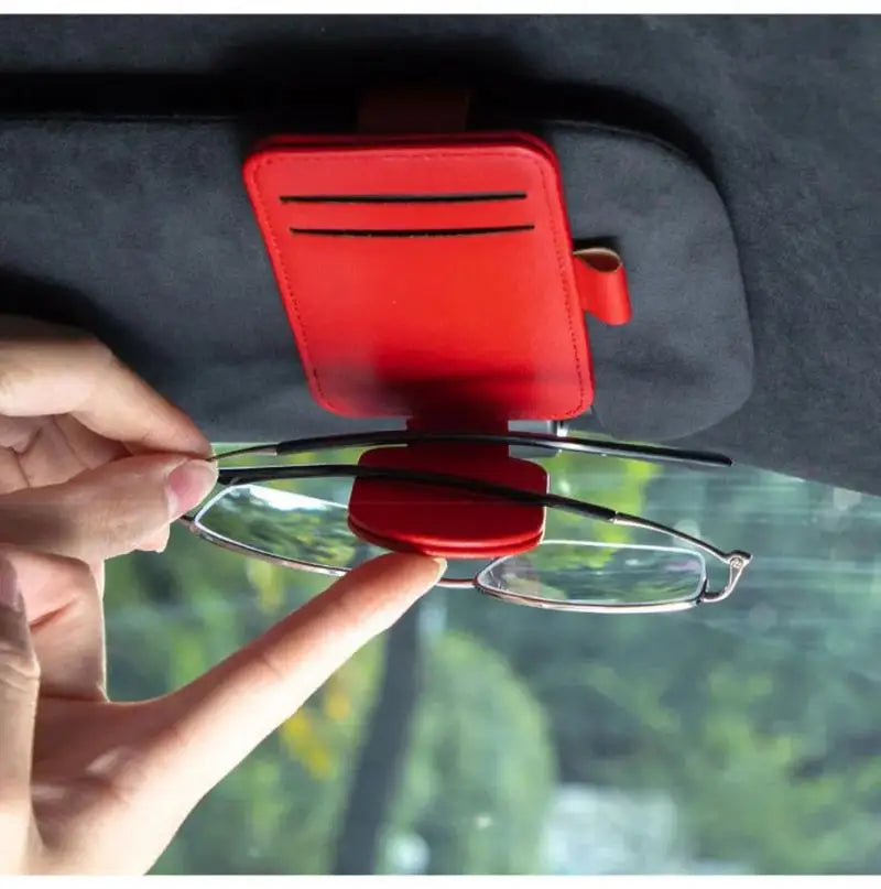Multifunctional Pu Leather Car Sun Visor Glasses Holder Creative Sunshade Sunglasses Storage Case Magnetic Clip Pen Card Holder Beauty World Shop