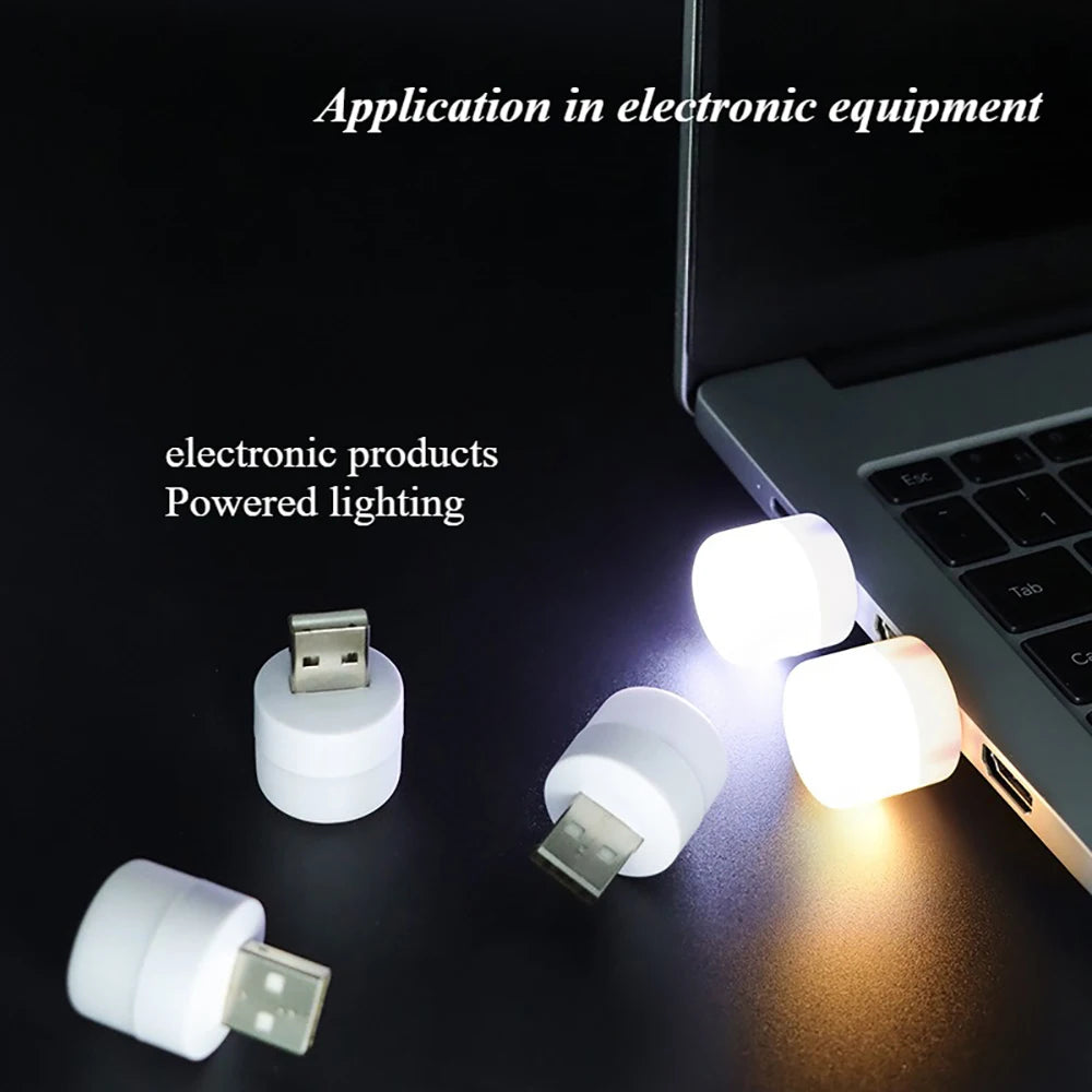 Small USB Night Light Computer Mobile Power Charging Mini Book Lamps LED Light Warm White Eye Protection Reading Light 1/10Pcs Beauty World Shop