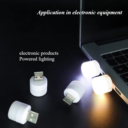 Small USB Night Light Computer Mobile Power Charging Mini Book Lamps LED Light Warm White Eye Protection Reading Light 1/10Pcs Beauty World Shop