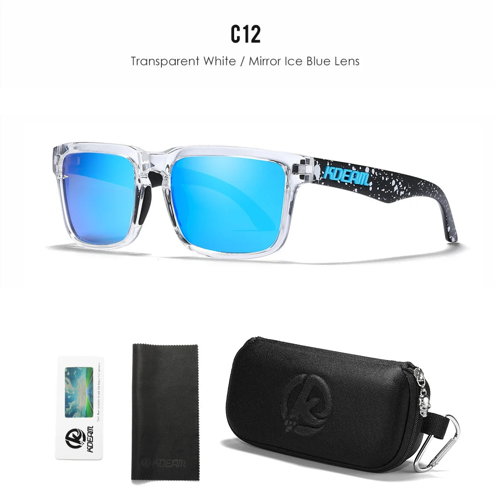 KDEAM Men's Polarized Sunglasses Square Casual Outdoors Sun Glasses Women Unisex Sunglass For Couple With Zipper Case Beauty World Shop
