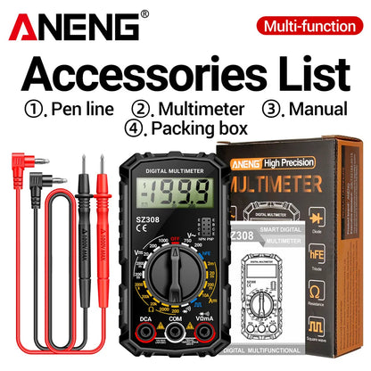 ANENG SZ308 Digital Multimeter   AC/DC Current Meter Voltage Resistance Meter Electrician LCD Backlight Ohm Square Wave Test Beauty World Shop