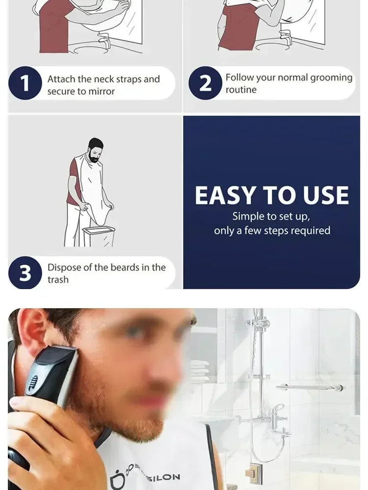 1/2PCS Male Shaving Aprons Creative Wall Mirror Suction Haircut Wrap Cape Home Salon Moustache Beard Shaving Apron Cleaning Bib Beauty World Shop