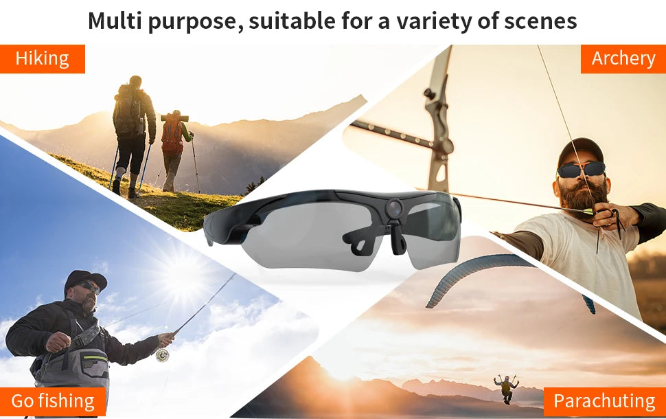 Wearable HD 1080P Camera Outdoor Cycling Glasses Polarized Lens Smart Camcorder Security Protection Video Record Smart Camera