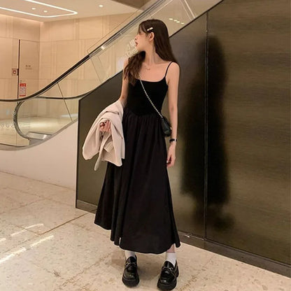 Fashion High Waisted Suspender Dress Female Summer Casual Simple Versatile Long Dresses Women Elegant Streetwear Camisole Dress Beauty World Shop