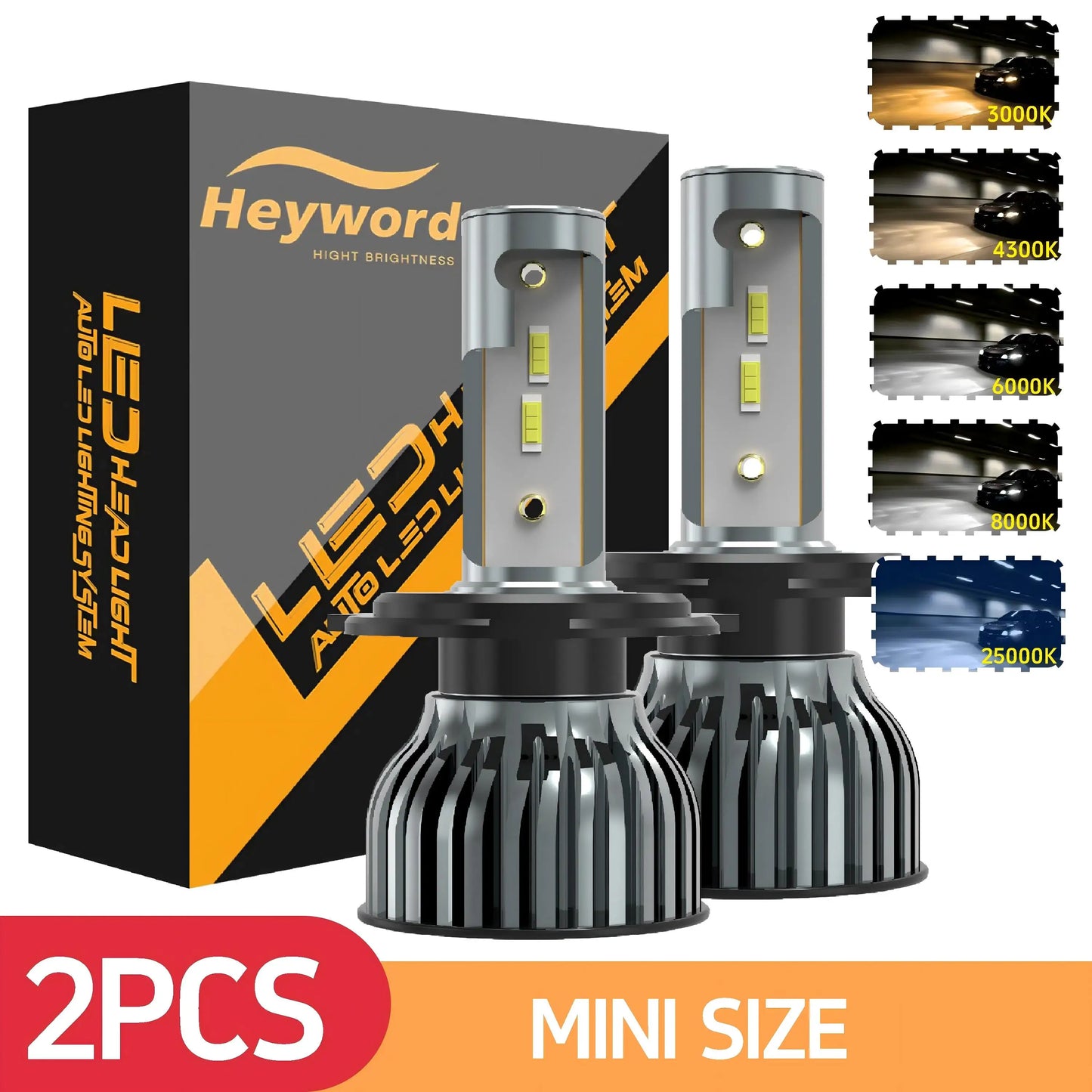 Heyword 22000lm 160W 1860 CSP chip 3000k/4300k/6000k/8000k Car LED Headlight   h4 h7 h1 LED headlights 9005 H7  h9 h11 led light Beauty World Shop