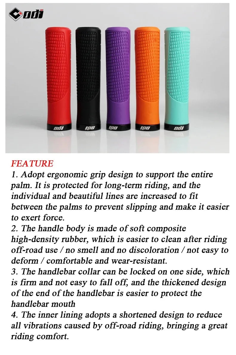 ODI Bicycle Handlebar Grip Lock On Mountain Bike Grip Soft Rubber MTB Cuffs 22.2mm Bicycle Handle Cover Non-slip Bike Handle Beauty World Shop