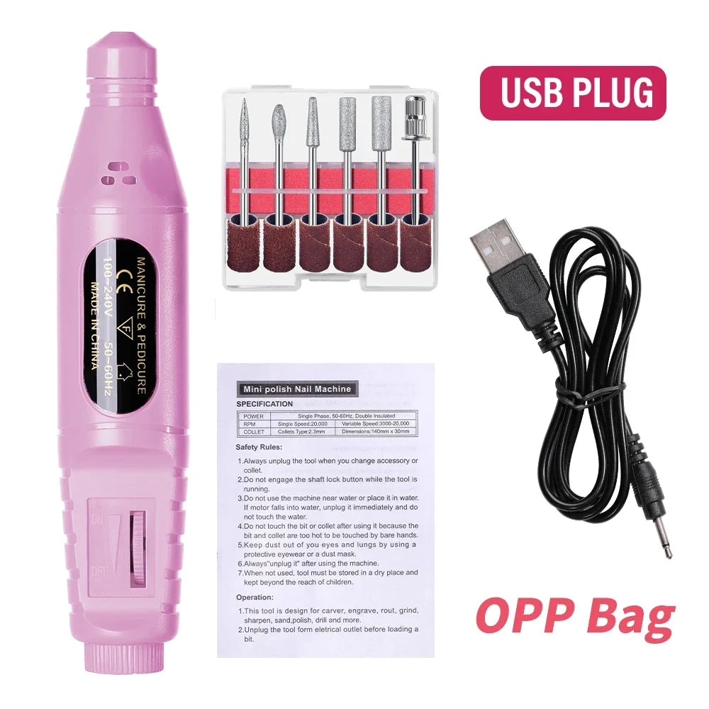 Professional 6-in-1 Electric Nail Drill Set - Nail File Pen for Filing, Polishing & Exfoliating