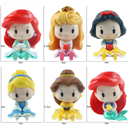 6 Pcs/Set Kawaii Fairy Tale Princess Snow White Cinderella Vinyl Bell Ariel Action Figure Model Toys Gift Beauty World Shop