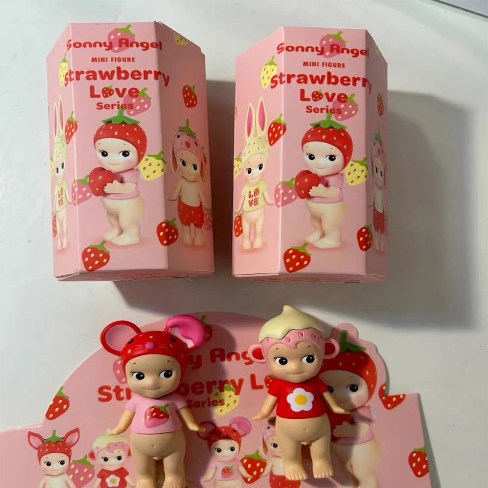 Genuine Sonny Angel Strawberry Love Series Cute Collectible Blind Box Dolls Desktop Decorations Surprise Fan Birthday Gift Toy Beauty World Shop