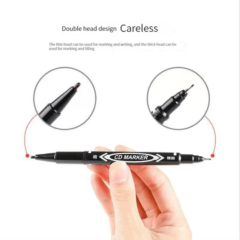 10Pcs Double-Tip Permanent Paint Marker Pens Black/Blue Ink for Plastic Wood Stone Metal Glass Doodling Marking Graffiti Art Set Beauty Trend Shop