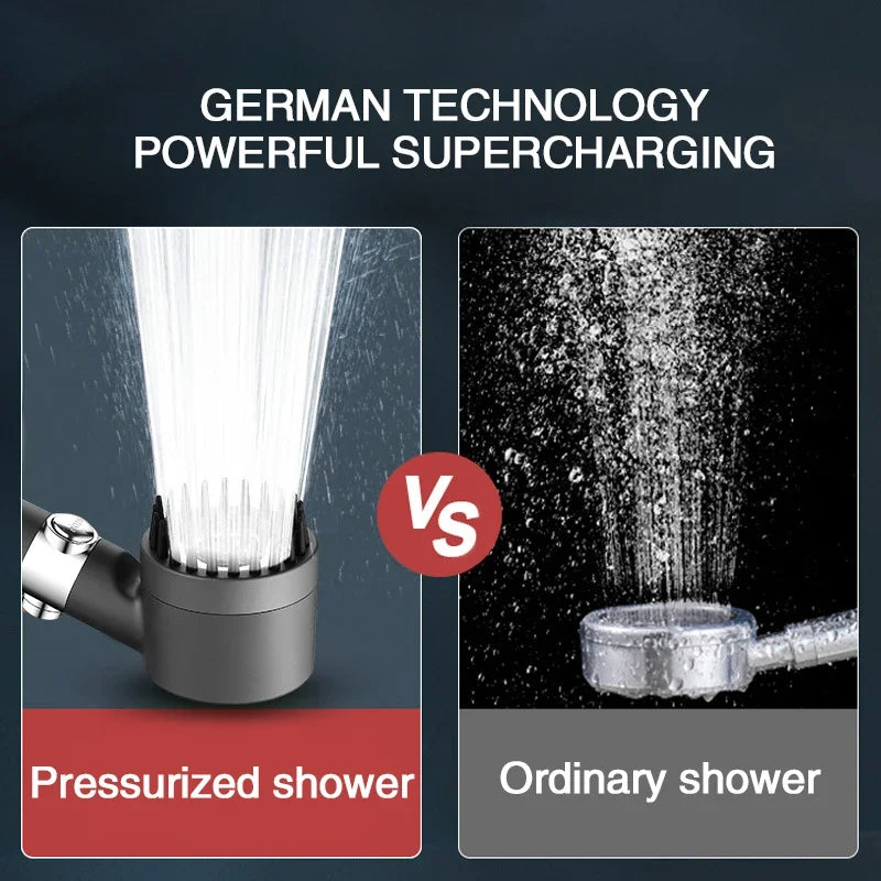 High Pressurized Filter Shower Head 3-mode Adjustable Spray with Massage Brush Rain Faucet Bathroom Accessories Beauty World Shop