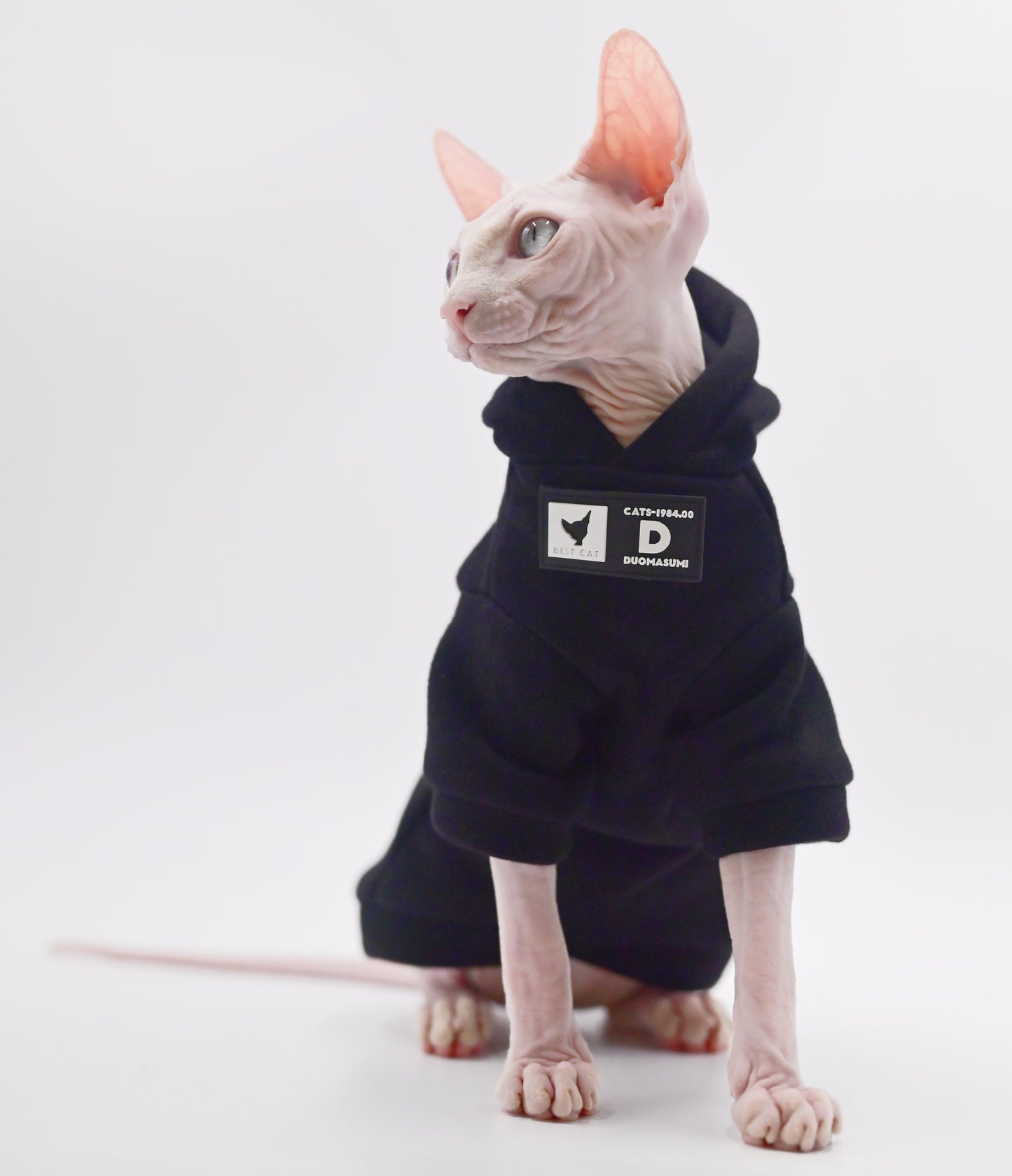 DUOMASUMI Cat Hoodie for Hairless Breeds - Fashion Spring/Fall Pullover for Sphynx, Devon Rex, Cornish Rex& Abyssinian Cats