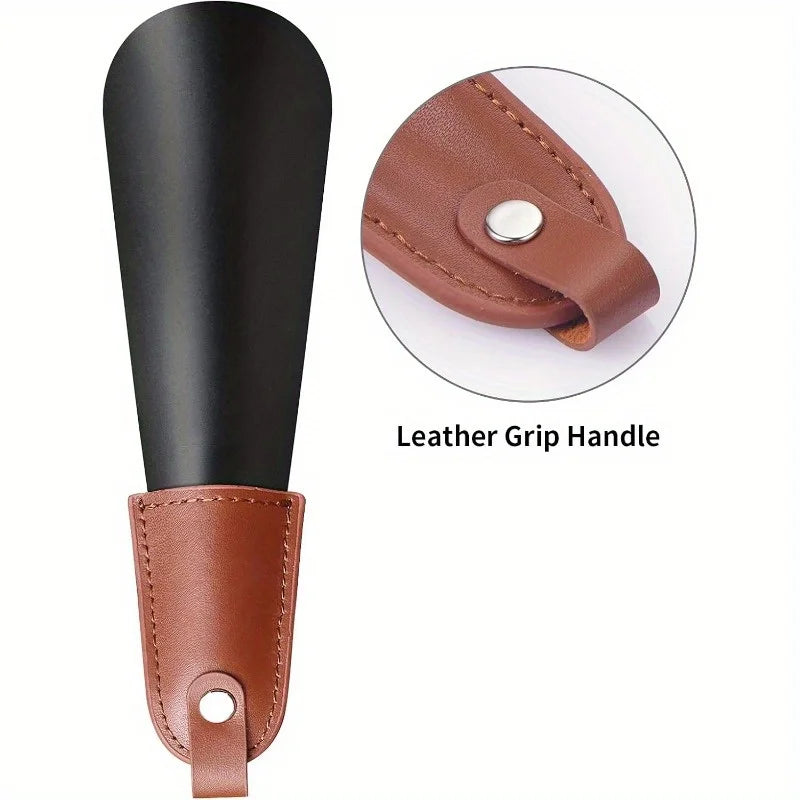 1pc stainless steel shoehorn with leather handle, travel shoehorn is easy to carry and easy to wear shoes. Beauty World Shop