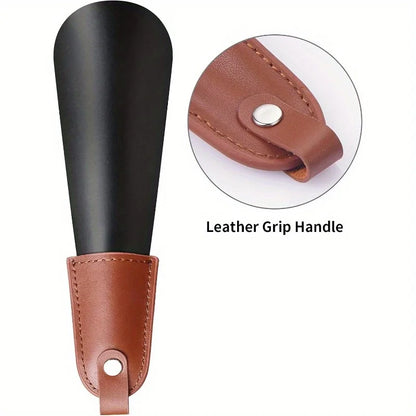1pc stainless steel shoehorn with leather handle, travel shoehorn is easy to carry and easy to wear shoes. Beauty World Shop