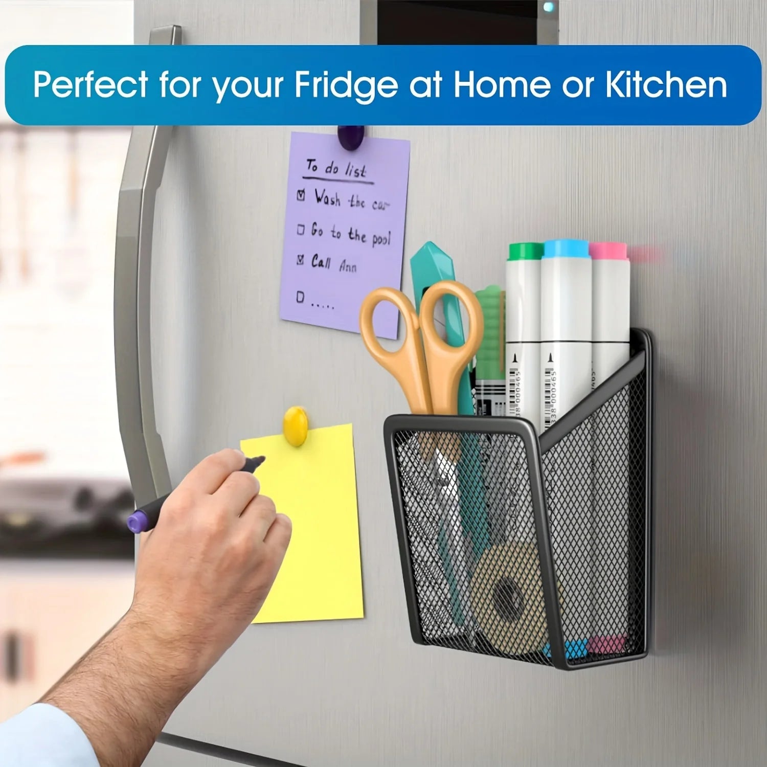 Magnetic mesh stainless steel pen holder: add a touch of fashion to your office or home Beauty World Shop