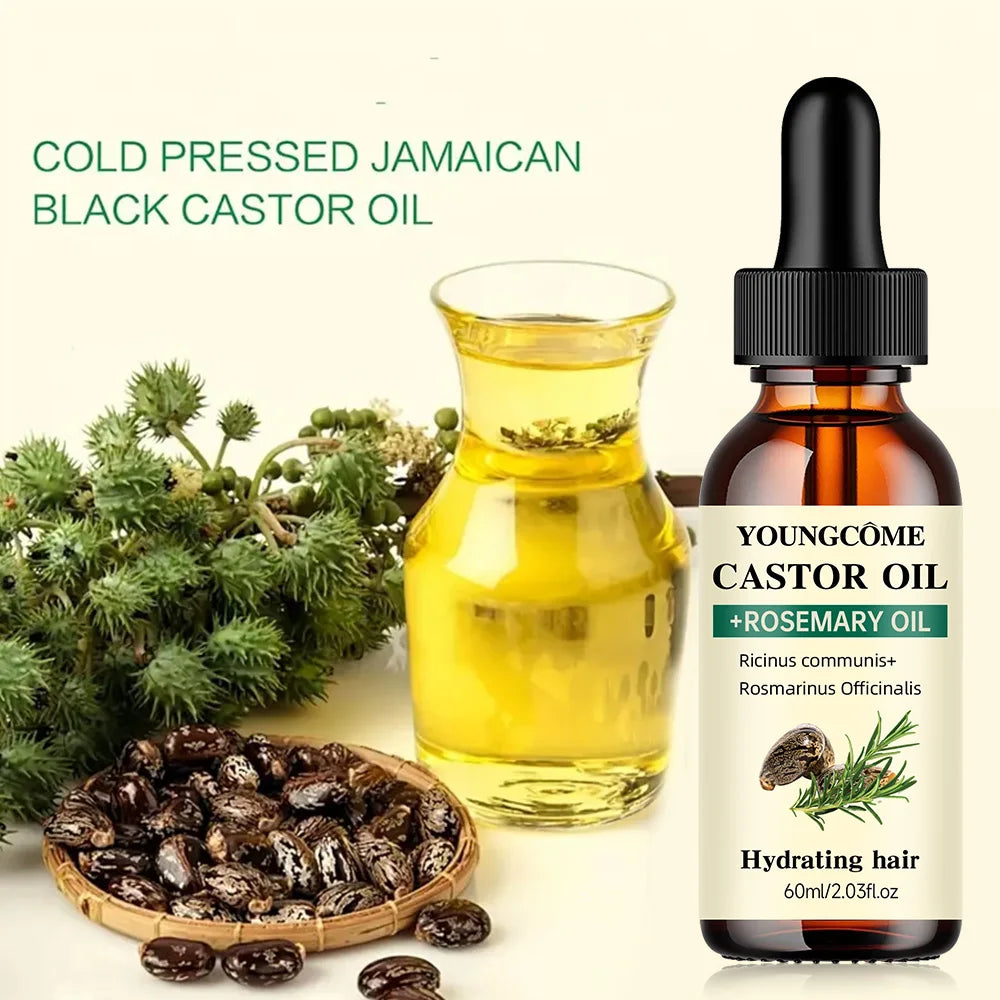 Mix Castor Oil and Rosemary Oil for Hair Growth Enhances hair thickness and Shine, Reduce Hair Loss and Split Ends Hair Care Oil Beauty World Shop