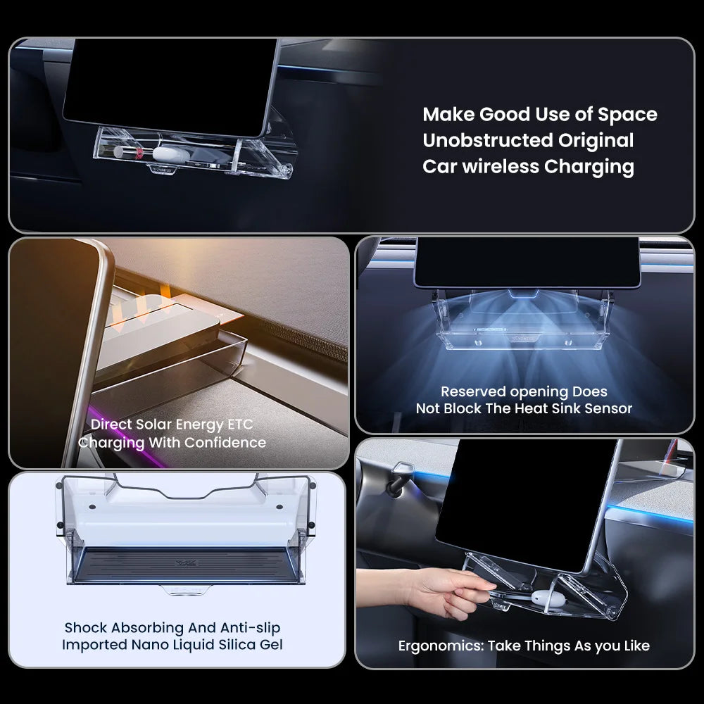 YZ For 2021-2025 Tesla Highland Model 3 Y Juniper Tray Magnetic Under Screen Hidden Storage Box Magnetic Hidden Screen Box Beauty World Shop