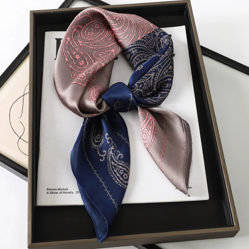 2025 New Fashion Luxury Printed Square Shawl Women 70x70cm Pashmina Silk Scarf Neck Headband Bandana Beauty World Shop