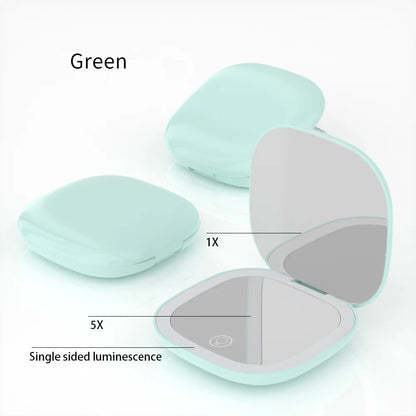 Mini Compact Foldable Pocket Hand Led Makeup Mirror With Led Light 5x/10x Magnification Rechargeable And Small Beauty World Shop