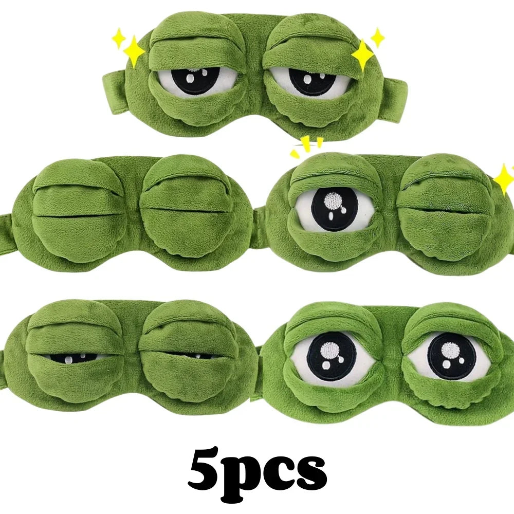 3D Sad Frog Sleep Mask Natural Sleeping Eyeshade Cover Shade Eye Patch Women Men Soft Portable Blindfold Travel Eyepatch Beauty World Shop