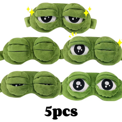 3D Sad Frog Sleep Mask Natural Sleeping Eyeshade Cover Shade Eye Patch Women Men Soft Portable Blindfold Travel Eyepatch Beauty World Shop