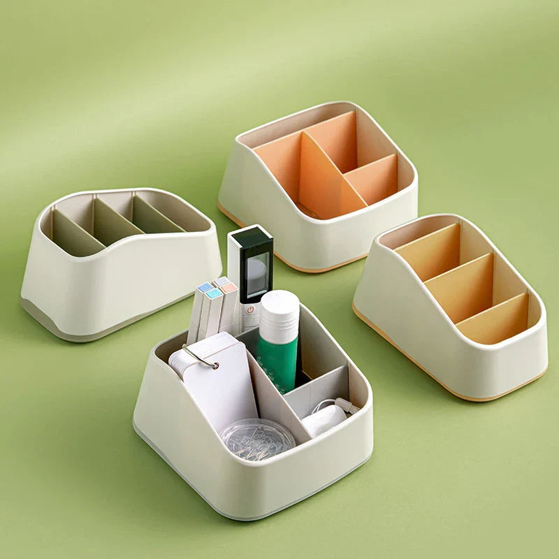 Remote Control Holder 4 Slot Desktop Storage Box Tv Remote Control Phone Trapezoidal Basket Stationery Organizer Case Home Hotel Beauty Trend Shop