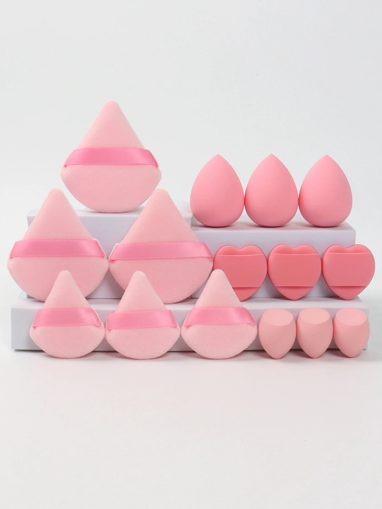 Multi Effect 15 Piece Set 3 Loose Powder Puffs&3 Mini Loose Powder Puffs&3 Medium-Sized Eggs&3 Mini Eggs&3 Air Cushions. Founda Beauty World Shop
