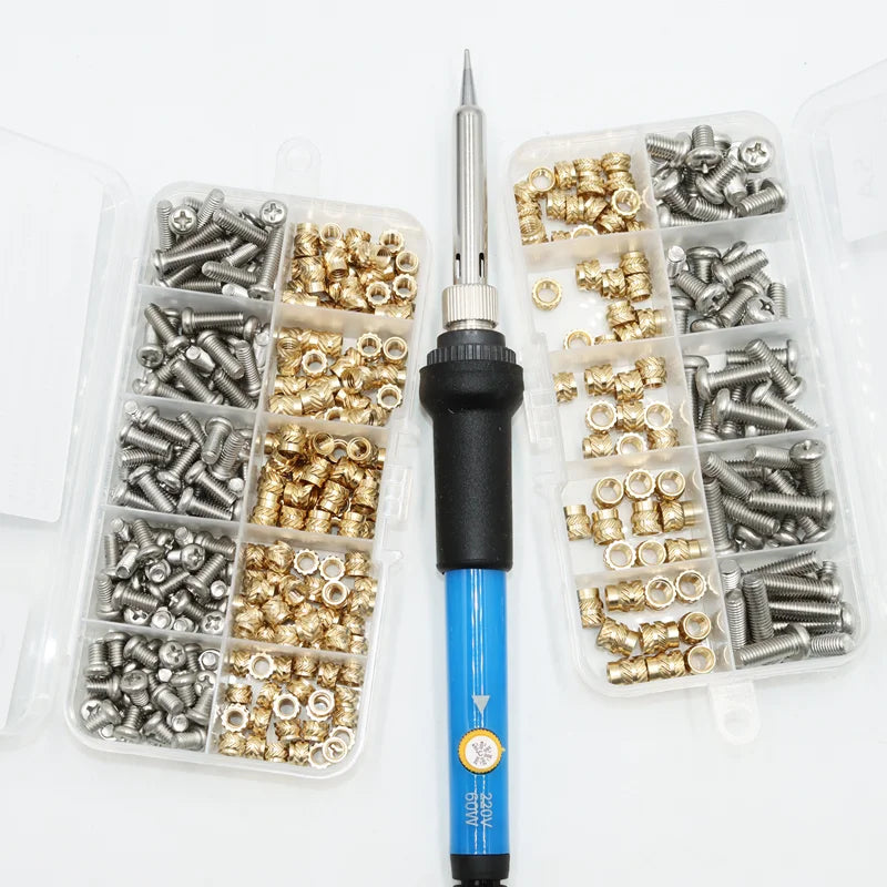 Heat Set Thread Brass Insert Nut and Bolt M2 M3 M4 Soldering Iron Tip Copper Insertion Nut Machine Screw Kit Inserts 3d Printer Beauty World Shop